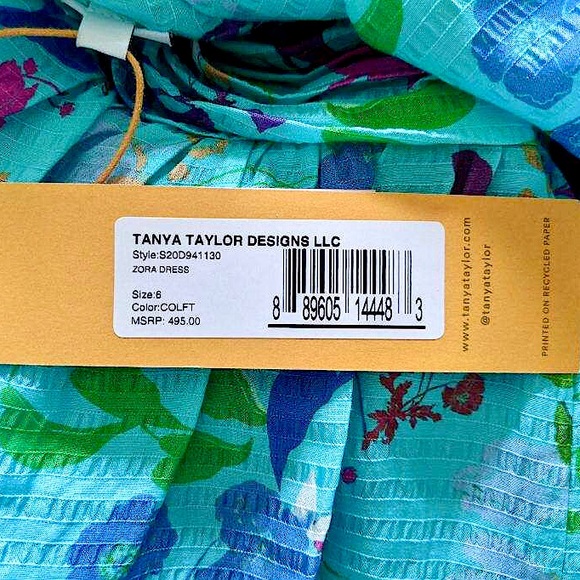 TANYA TAYLOR SILK ZORA RUCHED SHORT SLEEVE DRESS - Picture 5 of 12